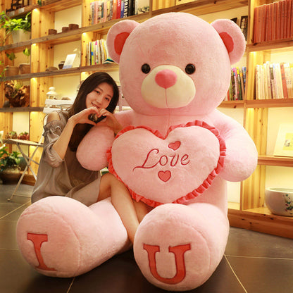 100cm “I LOVE YOU” Giant Plush Bear – Soft Stuffed Toy for Kids & Girlfriend Birthday Gift