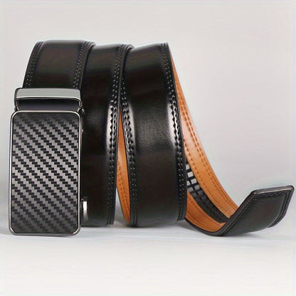 Business Men's Automatic Buckle Cowhide Belt – Ratchet Dress Belt, Genuine Leather, Perfect Father's Day Gift