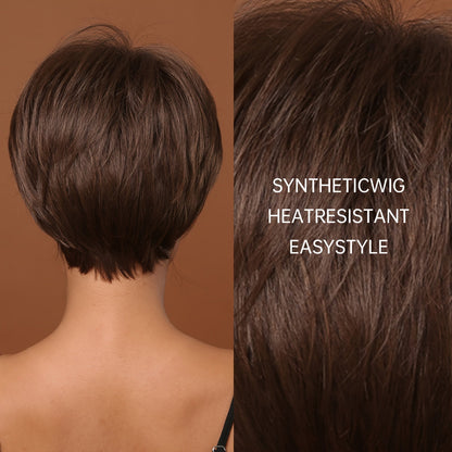 Synthetic 8 Inch Short Brown Pixie Cut Wig for Women - Perfect for Daily Wear & Cosplay