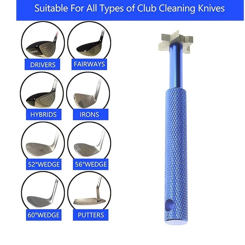 Premium Golf Club Groove Sharpener and Cleaner Set - Enhance Your Game with 6 Interchangeable Heads and Protective Pouch for Perfectly Sharpened and Cleaned Grooves