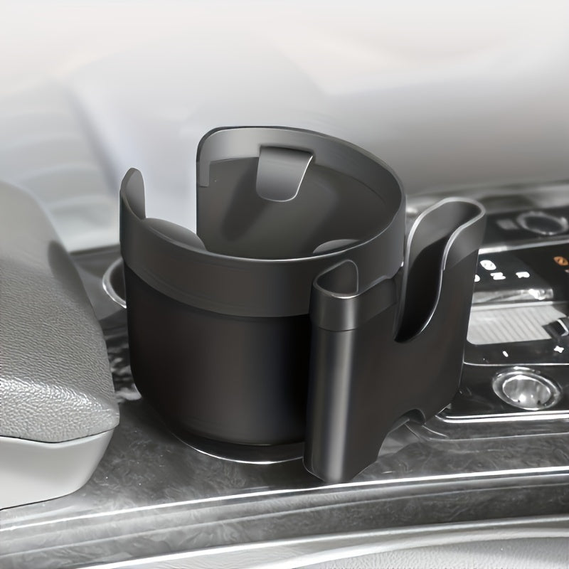 Adjustable Car Cup Holder Extender with Phone Mount – Fits Most Vehicles, Compatible with 32oz and 40oz Bottles and Large Cups