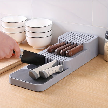 Kitchen Drawer Organizer Tray – Holds 9 Knives, Knife Block, Holder, and Storage Box, Drawer Organizer Insert