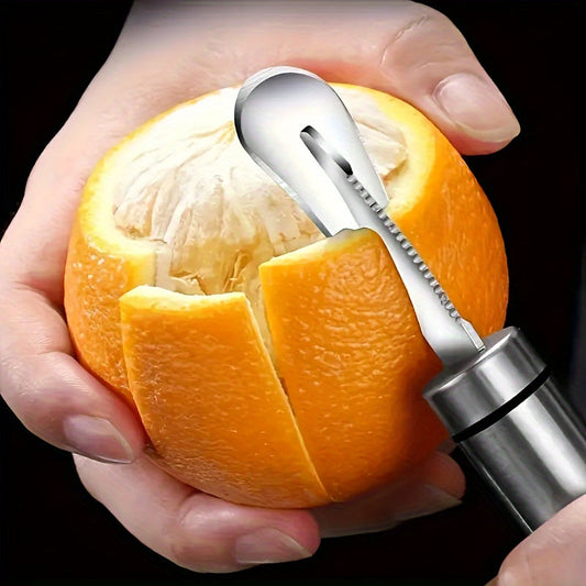 Stainless Steel Orange Peeler with Handle - Citrus Cutter for Oranges, Lemons and Limes, Ideal for Kitchen and Restaurant Use