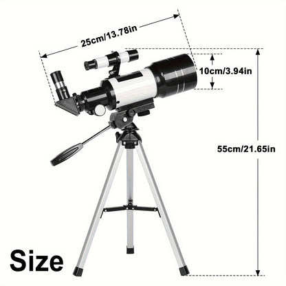 150X High-Powered Refractor Telescope - Portable 70mm Aperture Astronomical Telescope with Tripod, Phone Adapter, and Wireless Remote for Adults and Kids, Ideal for Stargazing and Space Exploration