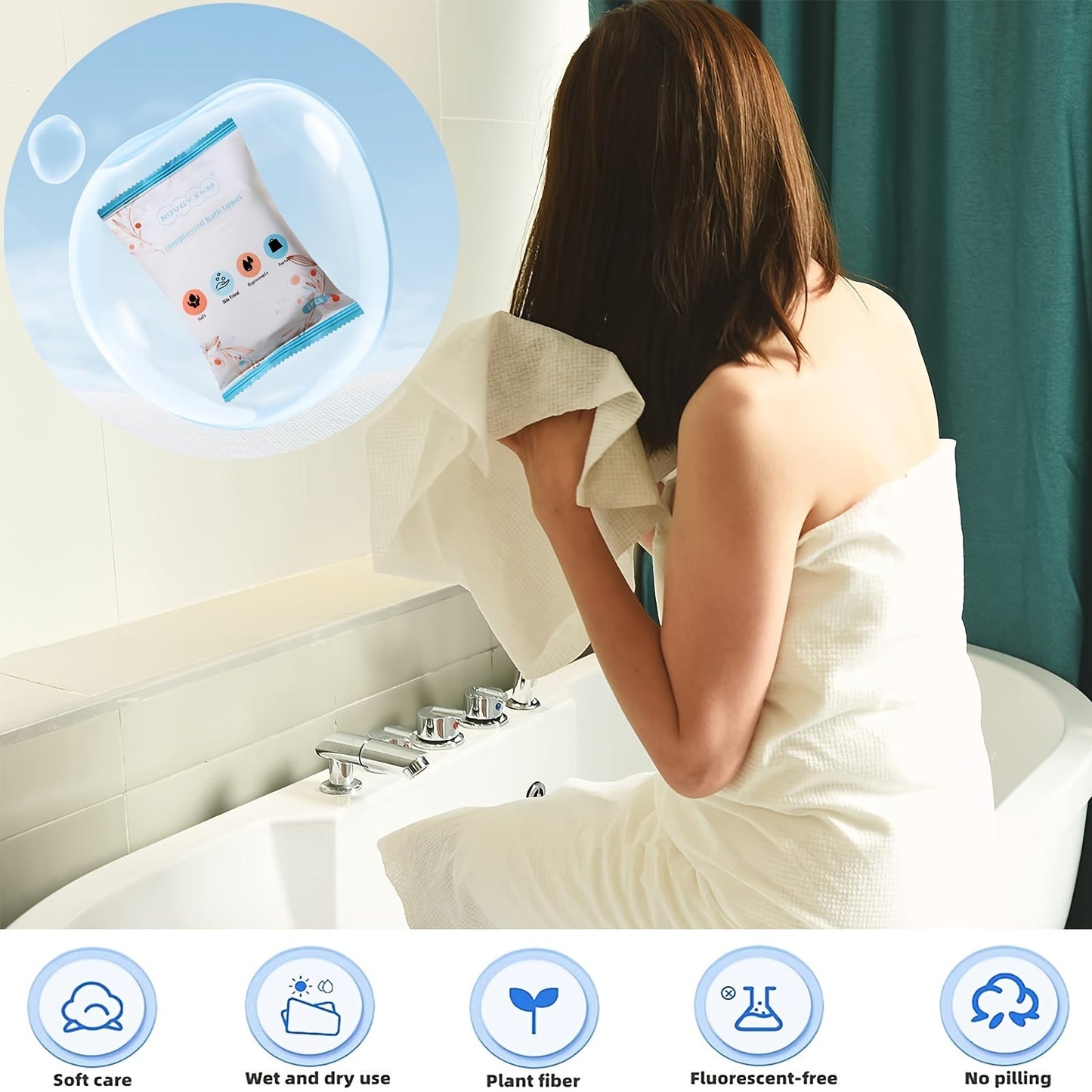 12pcs Disposable Bath Towels – Extra Thick & Large Cotton Towels, Portable Washcloths for Travel, Beach, Shower, Hiking, and Camping