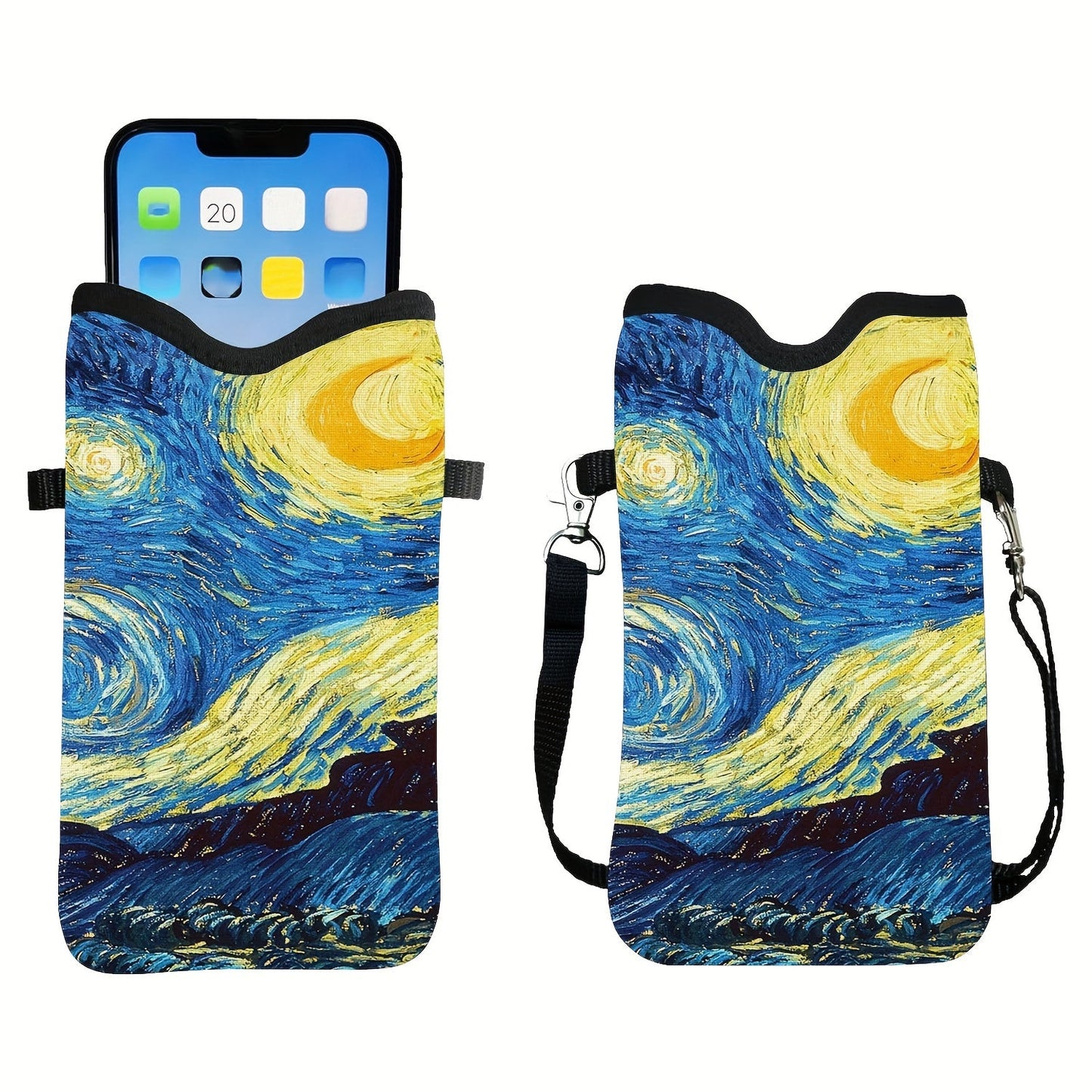 Shockproof Phone Pouch with Adjustable Lanyard - Versatile Print Design, Compatible with Multiple Models