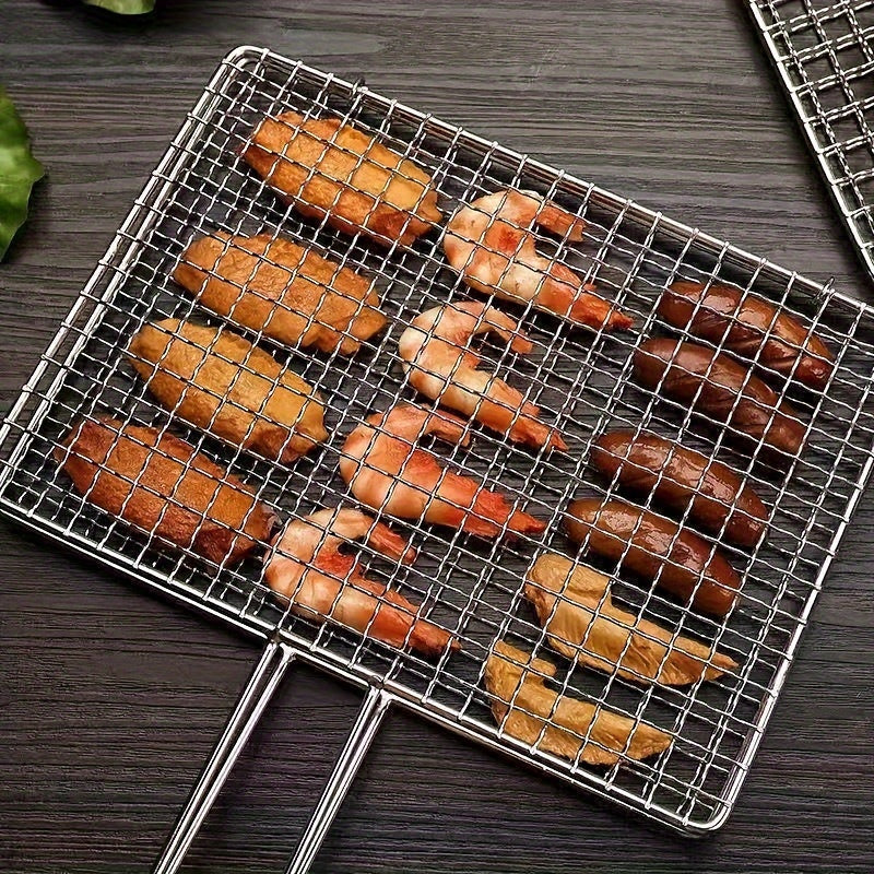 BBQ Fish Grill Basket - Rustproof Stainless Steel, Heavy Duty for Meat, Steak, Shrimp, Vegetables - Ideal for Outdoor Picnic and Camping, Grill Accessories