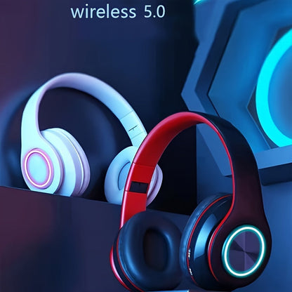 B39 Wireless Luminous Earphone Headwear - Supports Card and Cable Insertion, Wireless Functions, Includes Charging Cable, Audio Cable, and Manual