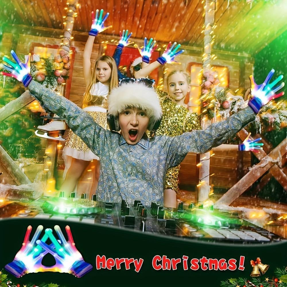 LED Light-Up Gloves – 5 Color Modes for Youngsters, Teens & Adults, Perfect for Halloween & Christmas Parties