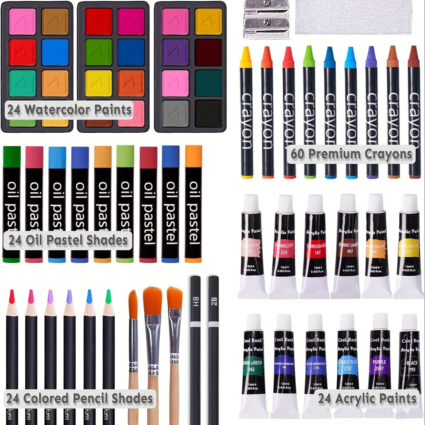 175 Piece Deluxe Art Set with 2 Drawing Pads - Professional Art Kit in Wooden Case, Includes Crayons, Acrylic Paints, Colored Pencils for Artists & Teens, Ideal for Halloween and Christmas Gifts