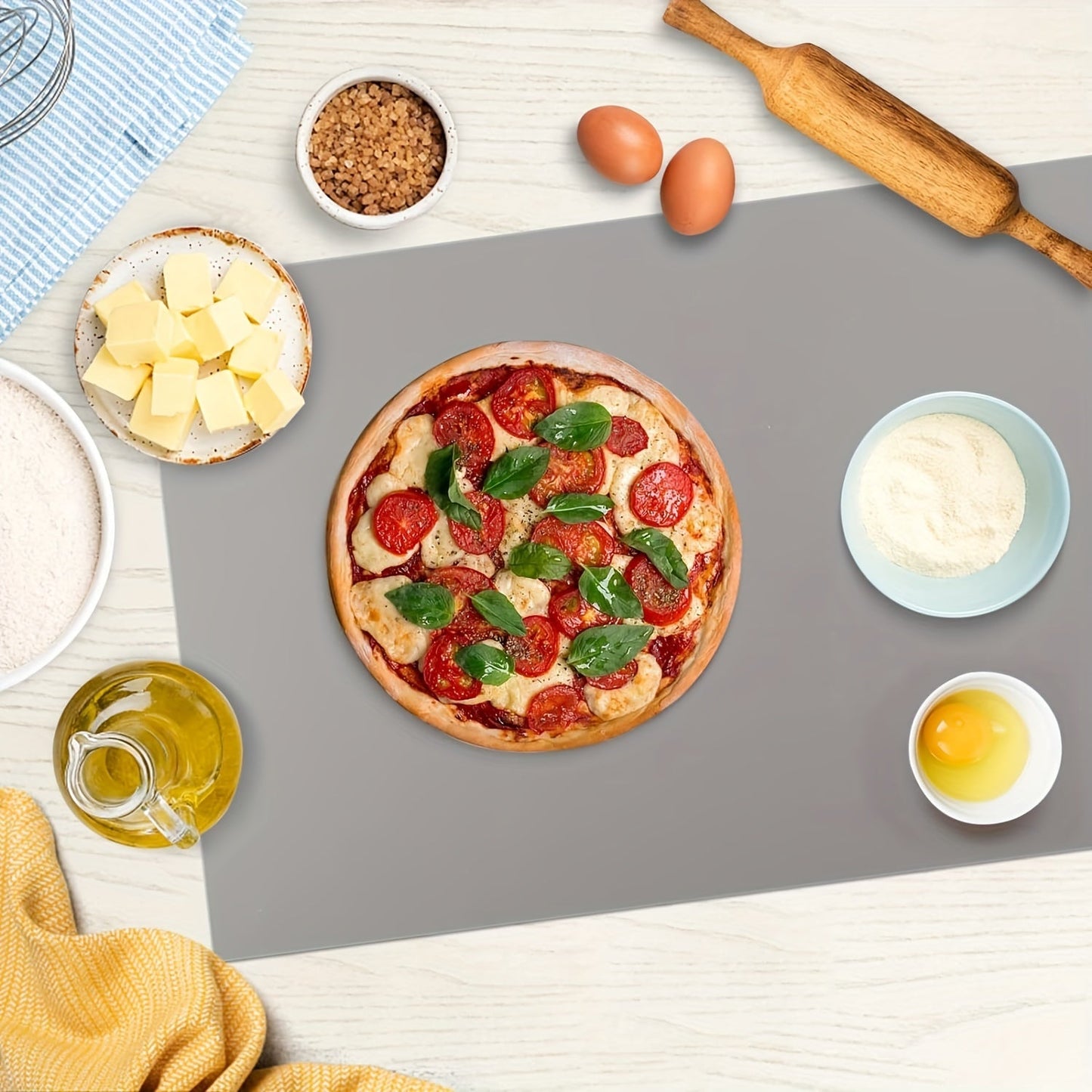 Extra Large Super-Sized Silicone Baking Mat - Heatproof, Easy Clean, Waterproof, Anti-Slip Grip, Durable Table Protector for Pastry, Dining and Desk, Stylish Kitchen Decor