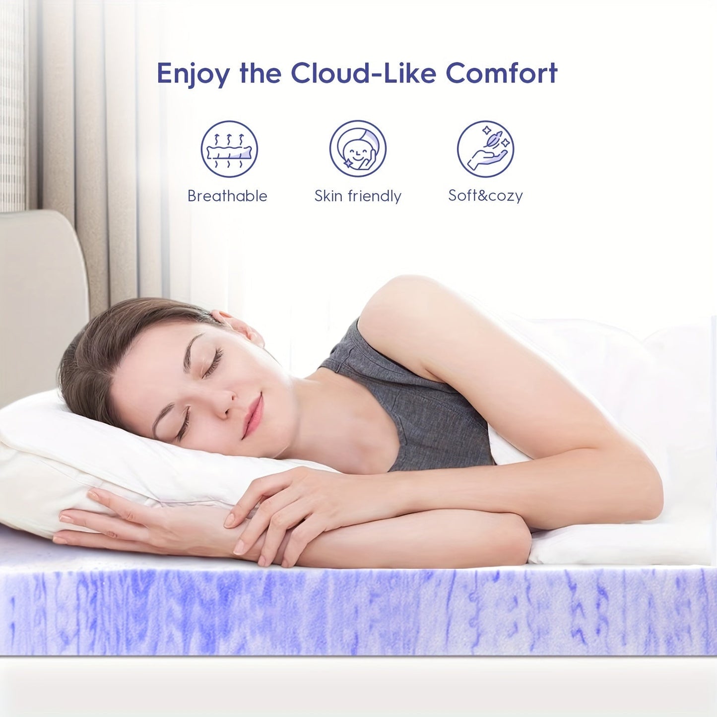 Cooling Gel Infused Memory Foam Twin Mattress Topper: Ventilated Swirl Foam Pad for Pressure Relief & Back Pain,  Bed Topper for Body Support, CertiPUR-US Certified