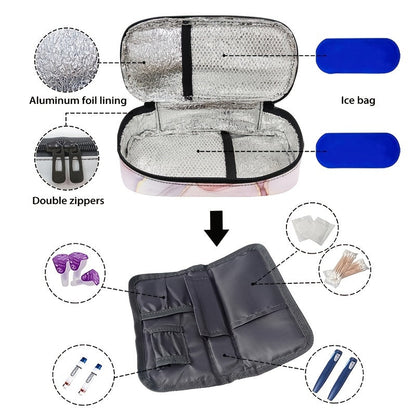 Marble Pattern Insulin Cooler Travel Case – Diabetic Medication Organizer for Blood Glucose Monitors, Pink Marble (Case Only)