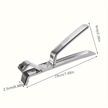 Stainless Steel & Silicone Anti-Scald Bowl Gripper – Multi-Functional Kitchen Hot Plate Holder – Universal Pan Dish Lifter – Food Retriever for Microwave and Oven Safe Handling