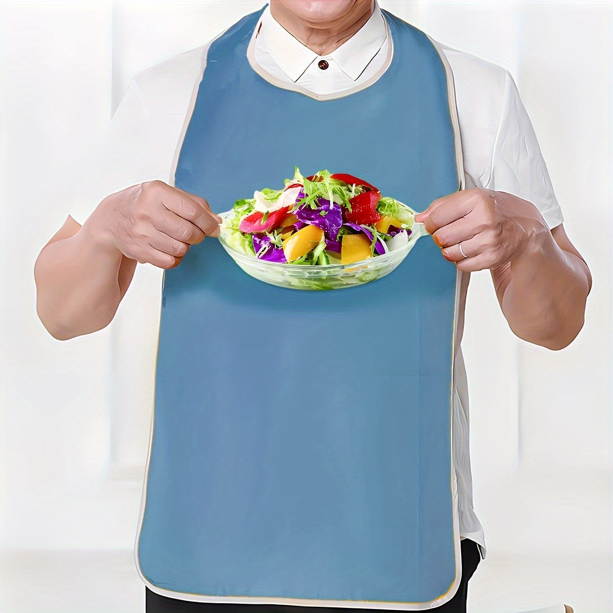 Adult Reusable Bib – Waterproof and Stain Resistant, Suitable for Seniors and Adults, Grey Towel Material, Machine Washable