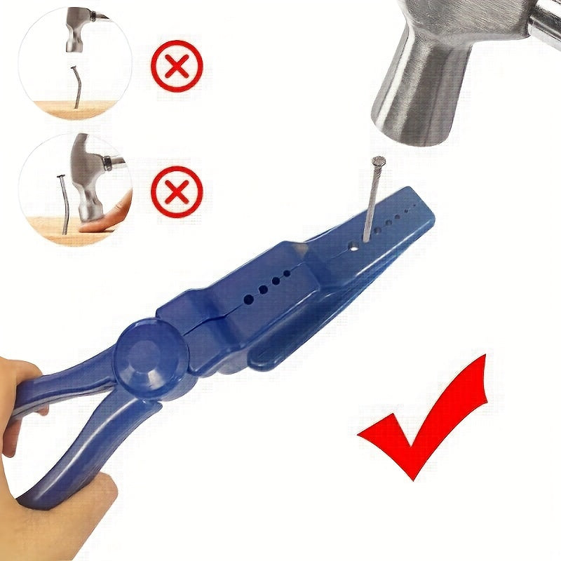 Blue Plastic Nail Auxiliary Pliers – Hammer-Friendly, Safety Protection Finger Pliers for Household & Outdoor Use