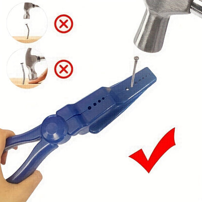Blue Plastic Nail Auxiliary Pliers – Hammer-Friendly, Safety Protection Finger Pliers for Household & Outdoor Use