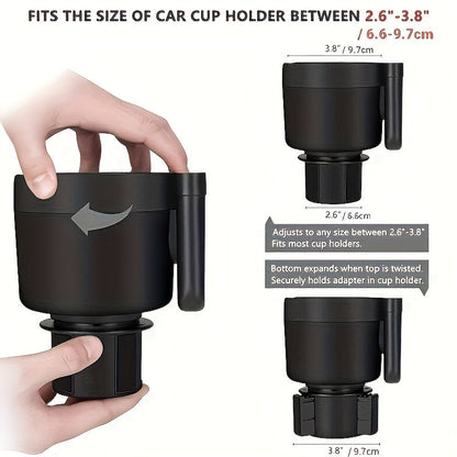 Adjustable Car Cup Holder Extender with Phone Mount – Fits Most Vehicles, Compatible with 32oz and 40oz Bottles and Large Cups