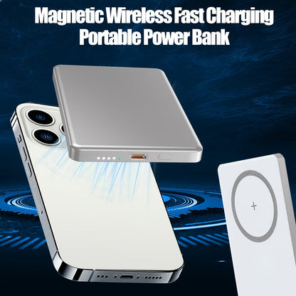 5000mAh Wireless Power Bank – Fast Charging Battery Pack with USB-C, MagSafe-Compatible, 20W Quick Charge for iPhone 15/14/13/12 Series