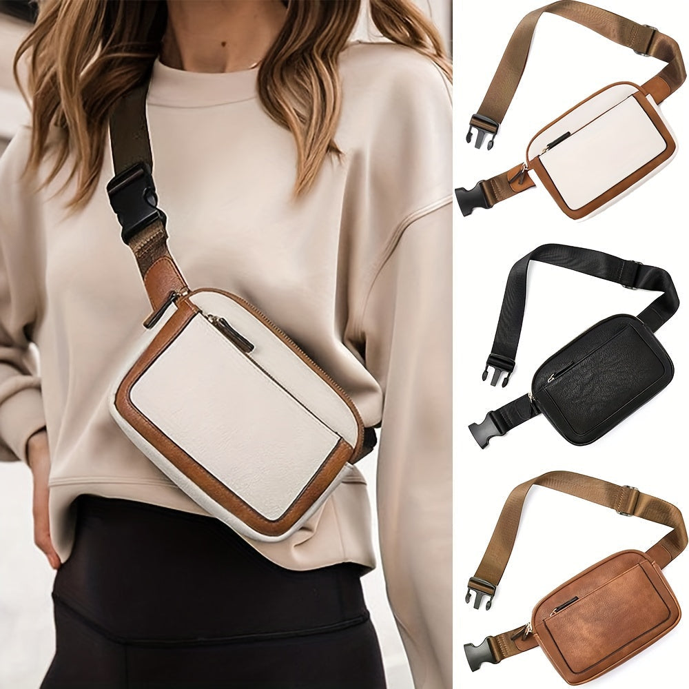 Fashion Crossbody Bag with Adjustable Strap - Lightweight PU Leather Waist Bag, Portable Fanny Pack for Outdoor Sports and Fitness