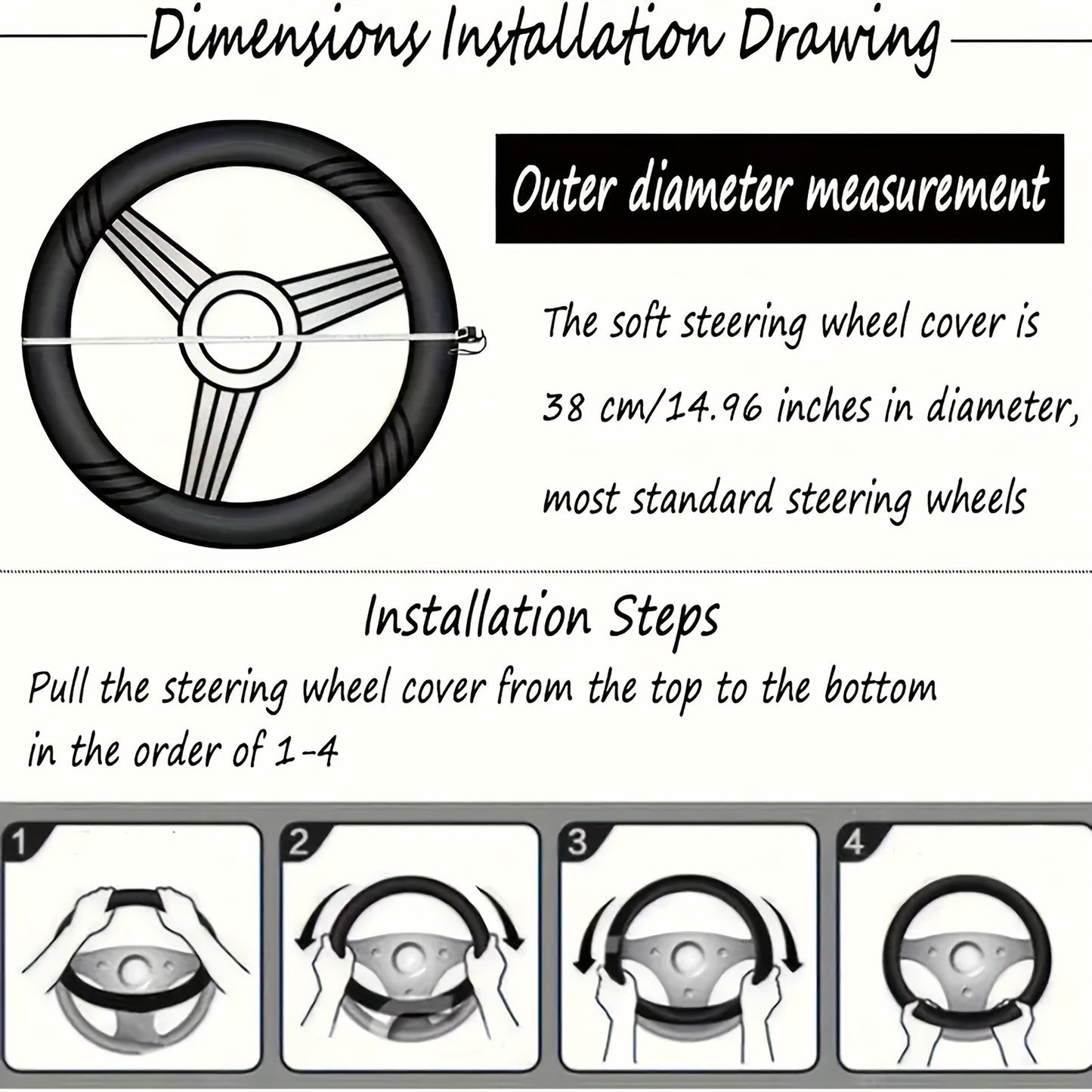 Black Leopard Print Steering Wheel Cover – Non-Slip, Stretchable Car Accessory for Men and Women