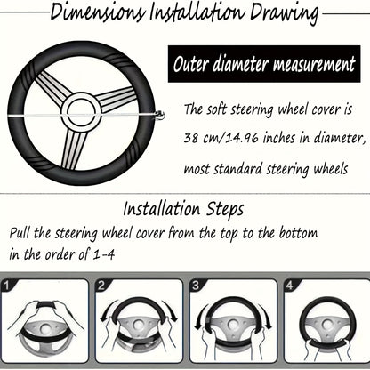 Black Leopard Print Steering Wheel Cover – Non-Slip, Stretchable Car Accessory for Men and Women