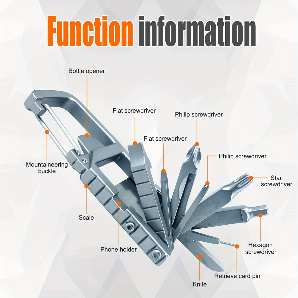 13-in-1 Multifunctional Giant Tool - Stainless Steel Pocket Knife with Mobile Phone Holder, Folding Bottle Opener, and Uncharged Power Mode | Ideal for Outdoor Adventures