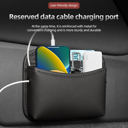 PU Leather Car Side Pocket Organizer - Universal Cell Phone and Sunglasses Holder for Seat Gap, Door, and Console Storage