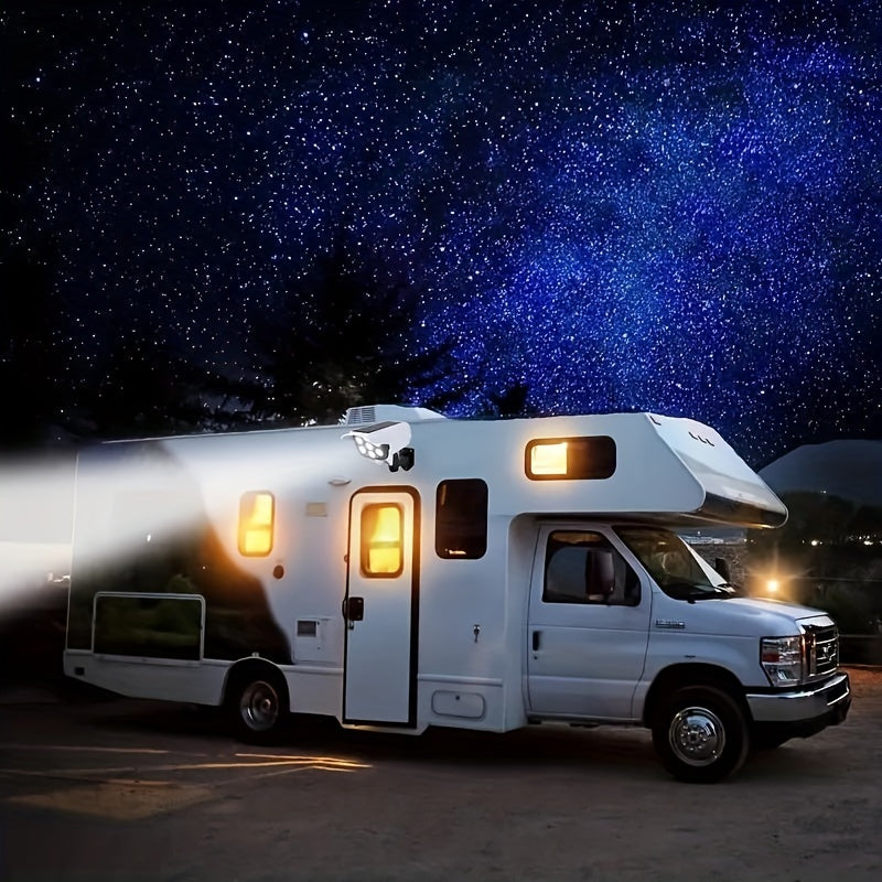 Solar Powered LED Floodlight with Motion Sensor and Remote Control – Energy-Efficient Outdoor Lighting for RVs