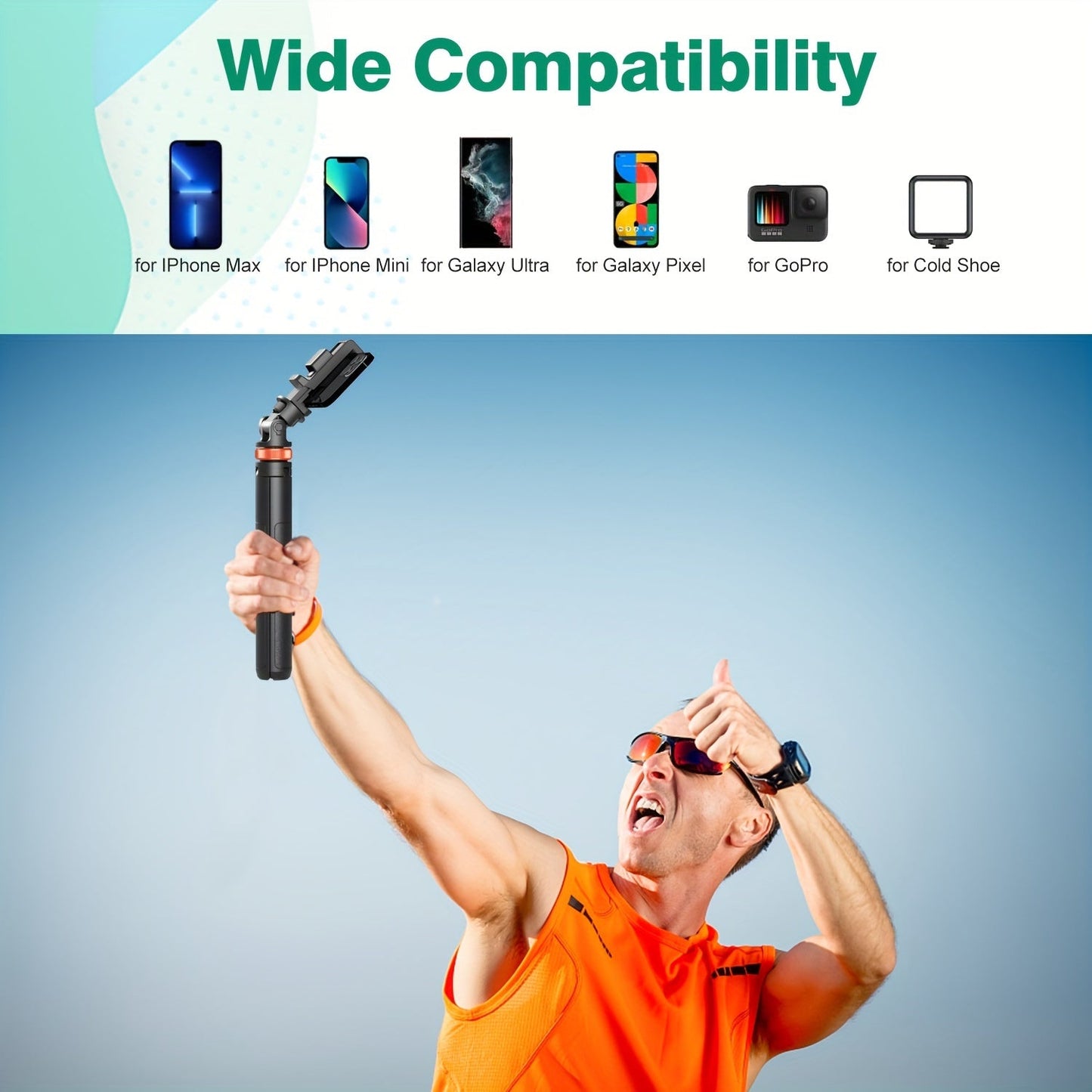 62 Inch Extra-Large Phone Tripod Stand - Wireless Remote, Retractable & Travel-Friendly, Compatible with iPhone 15/14/13 & Android - Battery Powered, Non-Rechargeable and Durable