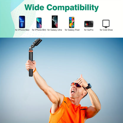 62 Inch Extra-Large Phone Tripod Stand - Wireless Remote, Retractable & Travel-Friendly, Compatible with iPhone 15/14/13 & Android - Battery Powered, Non-Rechargeable and Durable