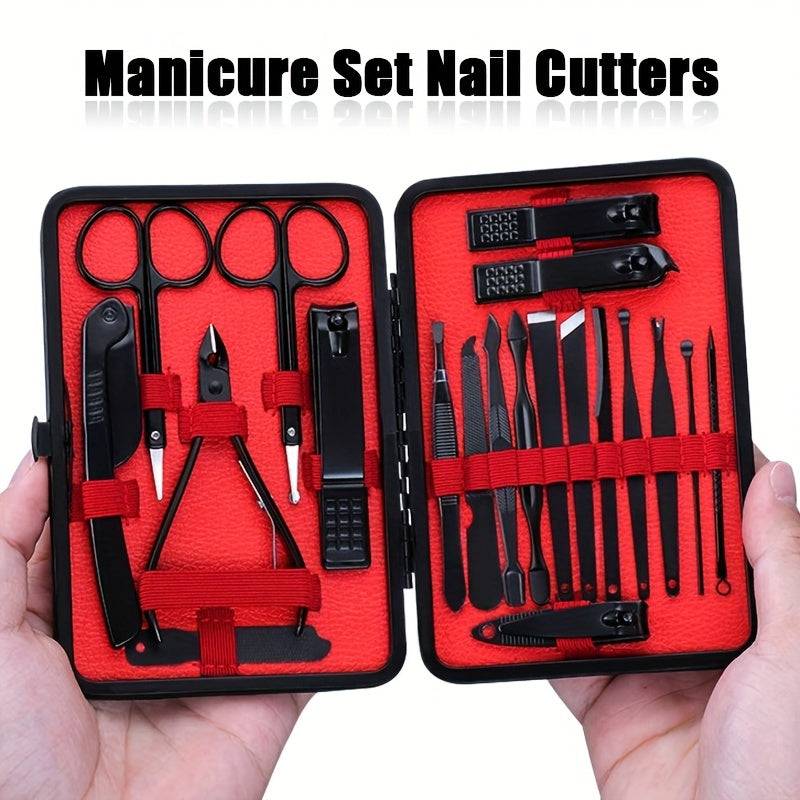 Stainless Steel Nail Clipper Grooming Kit – Includes Cutter, Trimmer, Earpick, Scissors, Tweezer, and Travel Case for Manicure and Pedicure