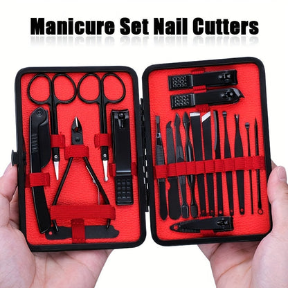 Stainless Steel Nail Clipper Grooming Kit – Includes Cutter, Trimmer, Earpick, Scissors, Tweezer, and Travel Case for Manicure and Pedicure