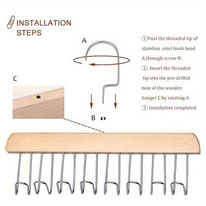 Bra Hanger for Closet – 3-Pack Tank Top Hanger with 8 Hooks, Space-Saving Wooden Organizer for Bras, Camisoles, Swimsuits & Dresses, 360° Rotating, Dorm & Apartment Storage