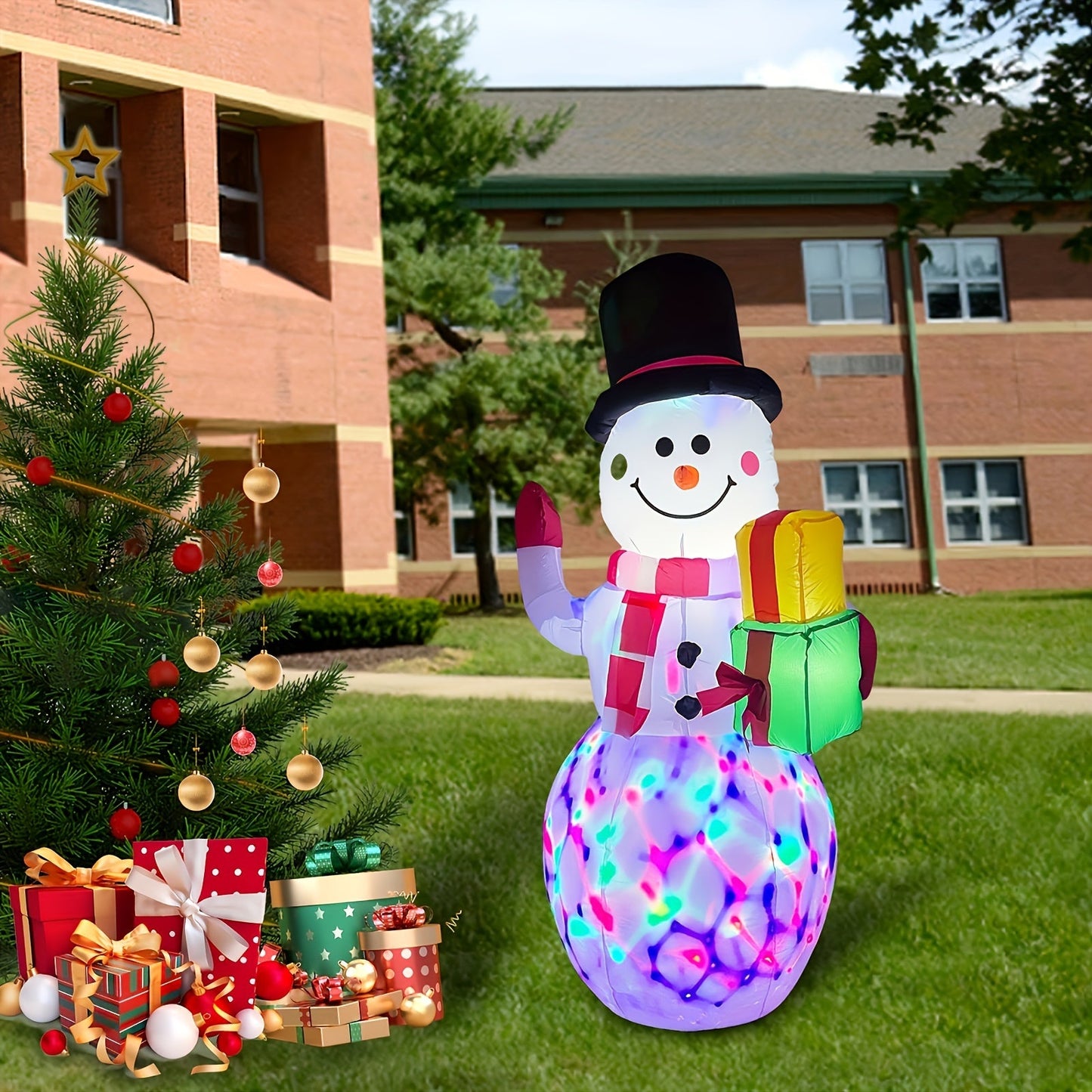 5ft Christmas Inflatable Snowman - Outdoor Yard Decor with Rotating LED Lights, Garden Christmas Decoration, Festival Decor for Restaurants