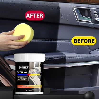 Car Interior Renewal Kit - Crystal Plating Wax for Dashboard and Plastic, Faux Leather Seat Restorer and Tire Shine Coating