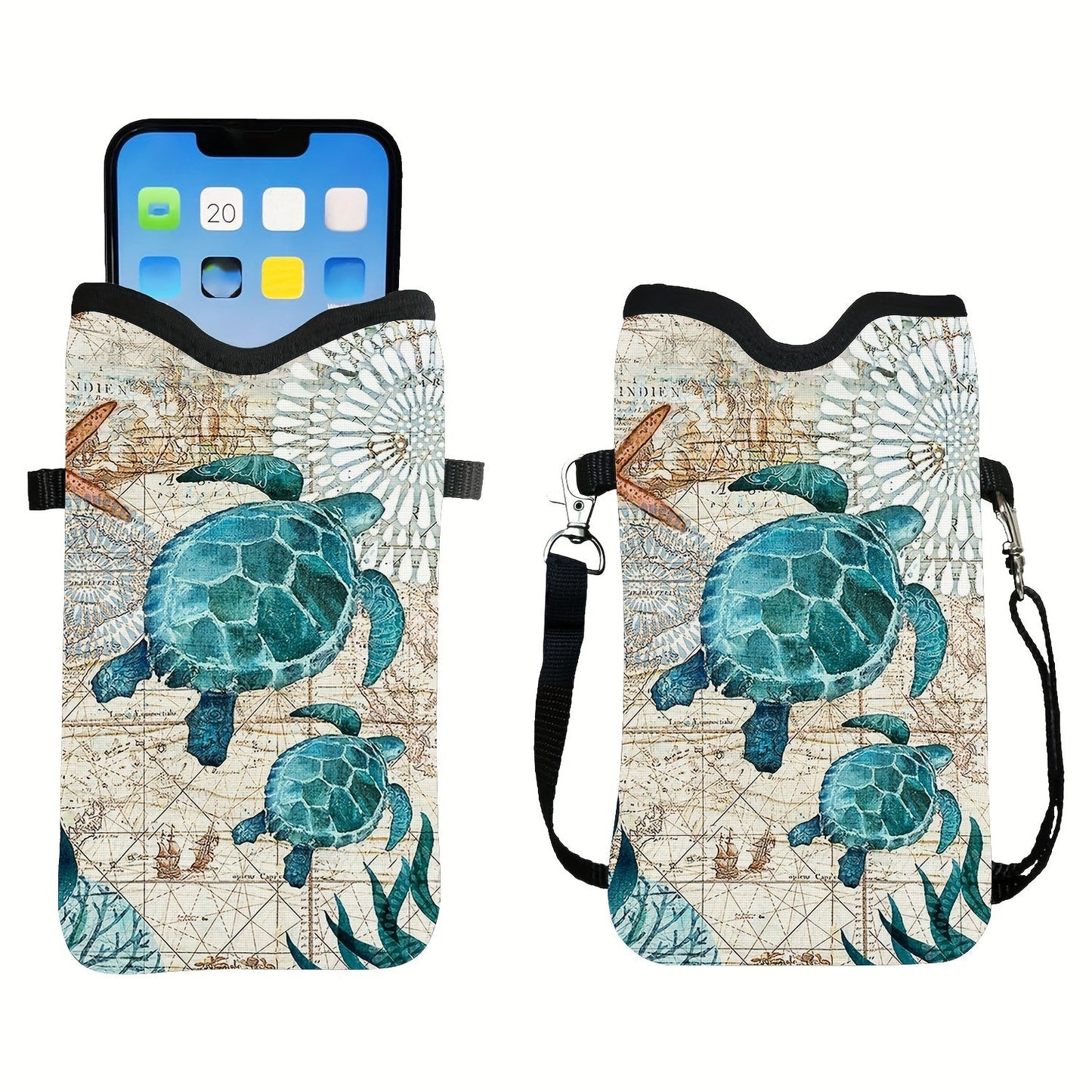 Shockproof Phone Pouch with Adjustable Lanyard - Versatile Print Design, Compatible with Multiple Models