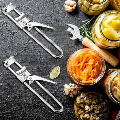 Adjustable Jar and Lid Opener - Stainless Steel Manual Can Opener with Easy Grip, Ideal for Weak Hands and Home Use