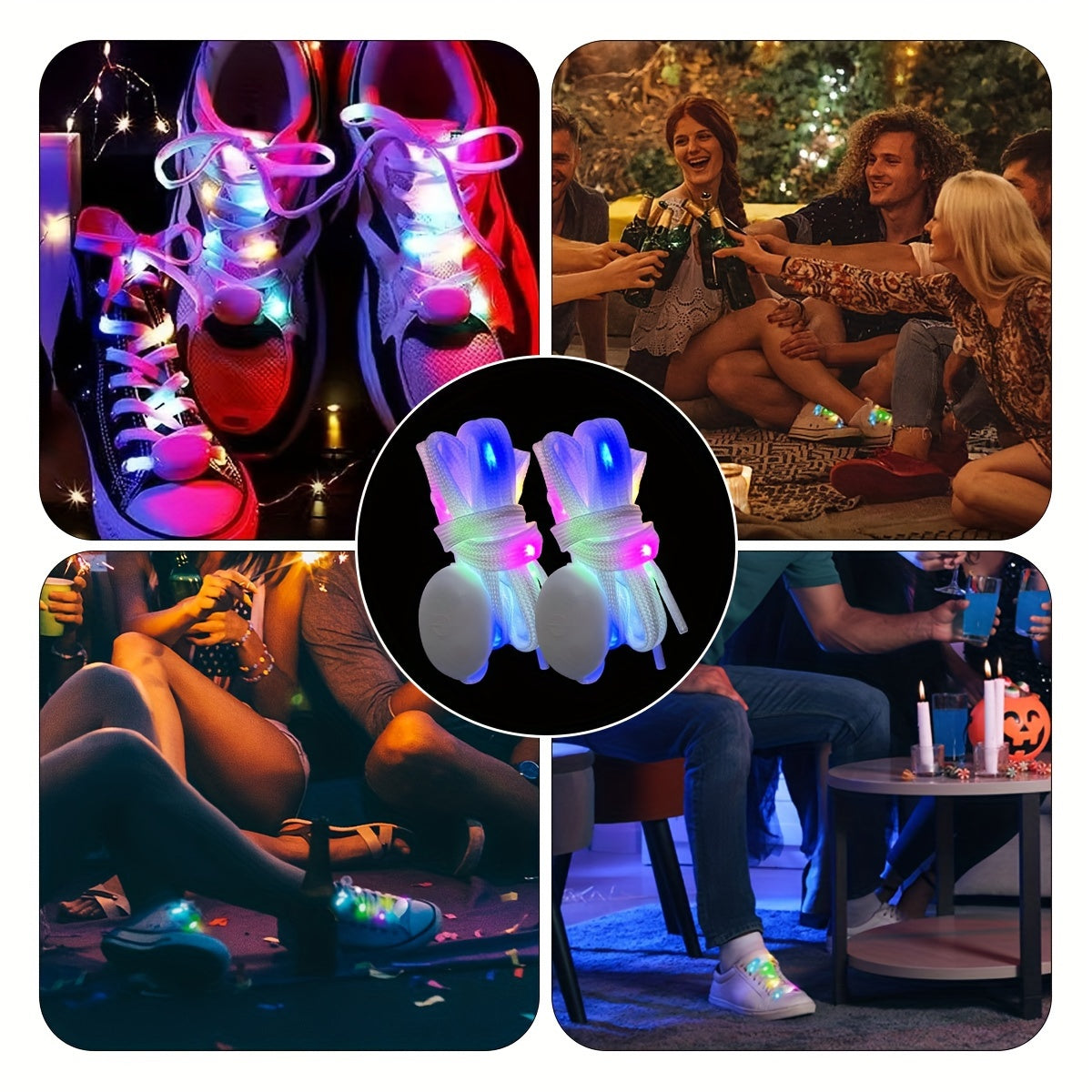 5 Pairs Light Up LED Shoe Laces – Flashing Nylon Shoelaces with 3 Modes, Glow in the Dark for Night Parties & Christmas Favors