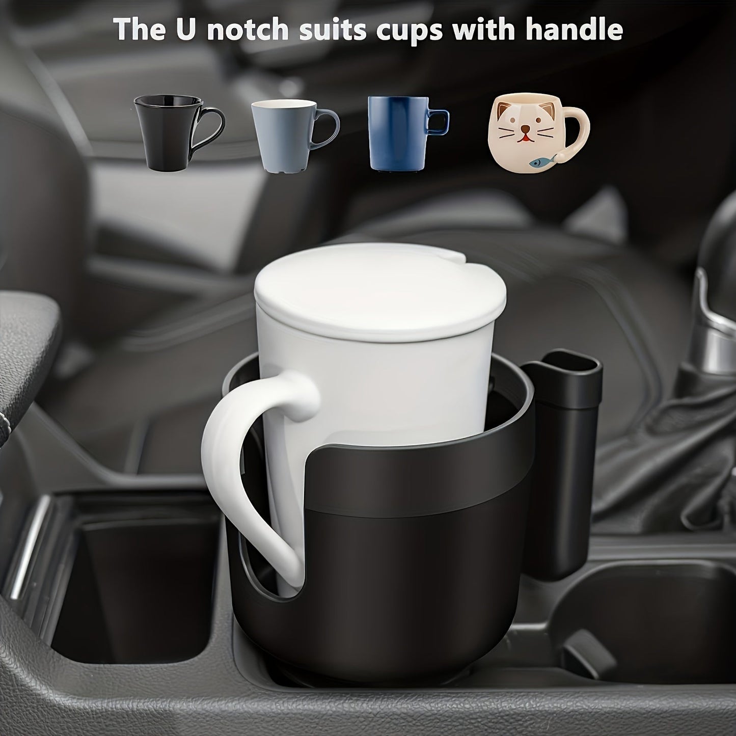 Adjustable Car Cup Holder Extender with Phone Mount – Fits Most Vehicles, Compatible with 32oz and 40oz Bottles and Large Cups