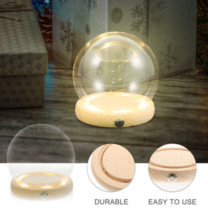 Handmade Glass Display Dome – Clear Plant Pots with LED Lights, Glowing Eternal Preserved Flowers Decor
