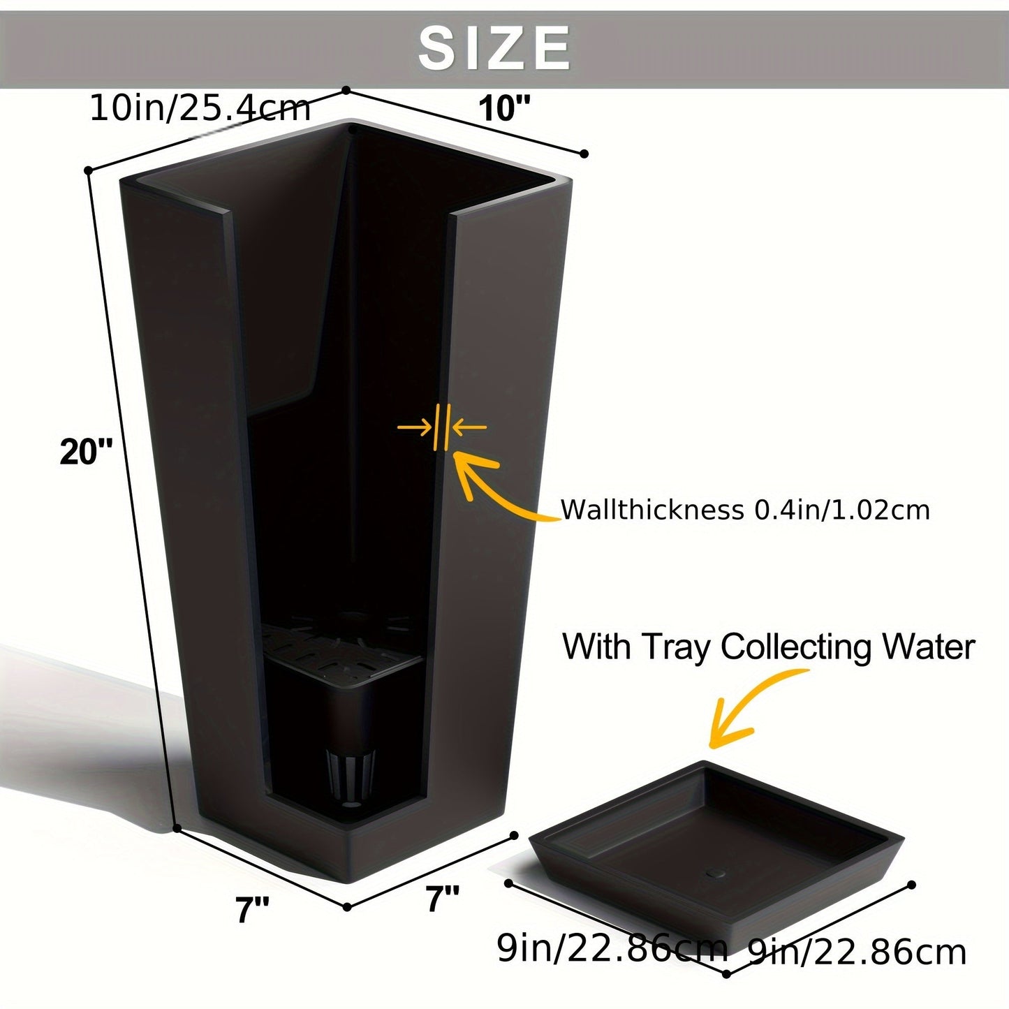 2pcs 24 Inch Outdoor Planters – Tall V-Shape Garden Flower Pots – Large Indoor & Outdoor Planters – Black