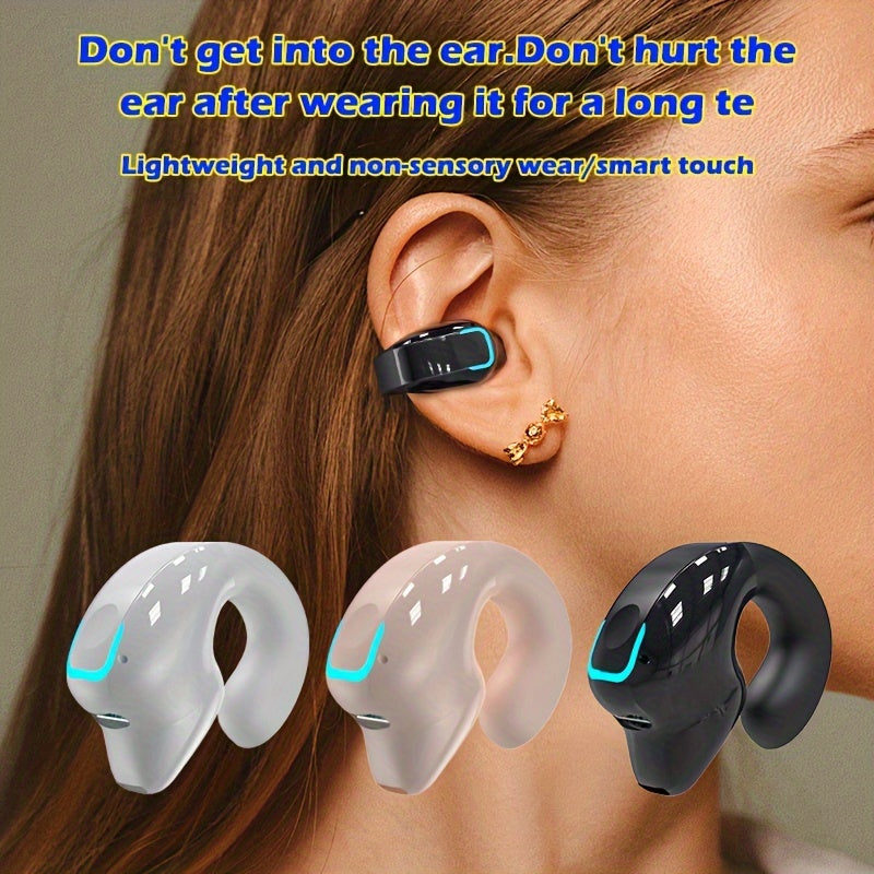 New Clip-On Earphones - Mini Wireless Earbuds with Long Battery Life, Universal Phone Control, Voice Noise Cancellation - Ideal for Exercise, Compatible with All Smartphones
