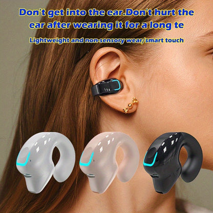 New Clip-On Earphones - Mini Wireless Earbuds with Long Battery Life, Universal Phone Control, Voice Noise Cancellation - Ideal for Exercise, Compatible with All Smartphones