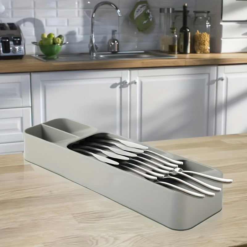 Utensil Tray – Multifunctional Knife and Fork Compartment Storage Box, Divided Cutlery Organizer for Kitchen Drawer, Counter, and Cabinet