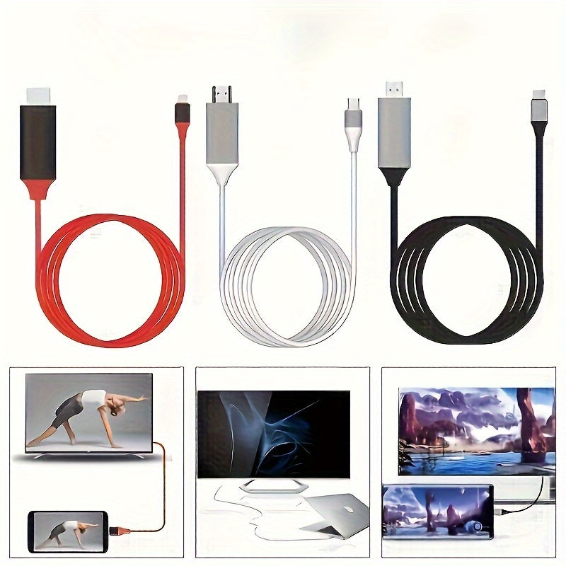 USB 3.1 Type-C to HDTV Adapter Cable - 4K HD Display, 2m/6.6ft, USB-Powered, Direct Phone to TV Connection, No WiFi/Software Required