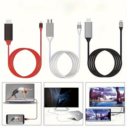 USB 3.1 Type-C to HDTV Adapter Cable - 4K HD Display, 2m/6.6ft, USB-Powered, Direct Phone to TV Connection, No WiFi/Software Required