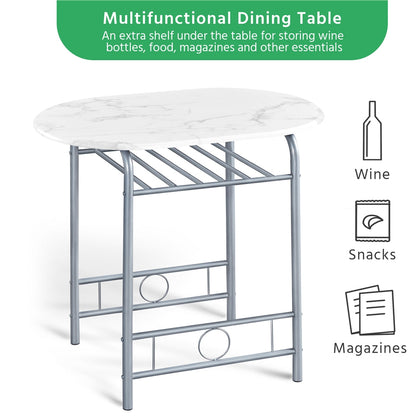 Costoffs Modern Round Compact Dining Table and 2 Chairs Set - Space-Saving Table Set for Kitchens, Apartments, and Dorm Rooms