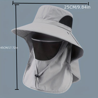 Summer Explorer Hat - UV Protection Outdoor Hat for Men and Women - Breathable, Adjustable, Water-Resistant Bucket Hat with Neck Flap and Visor for Hiking, Camping, Fishing, Hunting