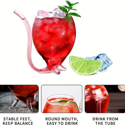 Creative Wine Glass with Built-In Straw - Versatile Glass Cup for Juice, Ice Cream, Champagne, Party Supplies, and Drinkware for Restaurants, Cafes, Bars
